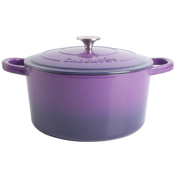 CROCKPOT ARTISAN ROUND ENAMELED CAST IRON DUTCH OVEN 7QUART LAVENDER PURPLE