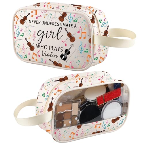 XYANFA Violin Makeup Bag Violinist Gifts Violin Player Gift Music Teacher Gift Musician Cosmetic Bag A Girl Who Plays Violin PLAYS Violin tm - Image 1