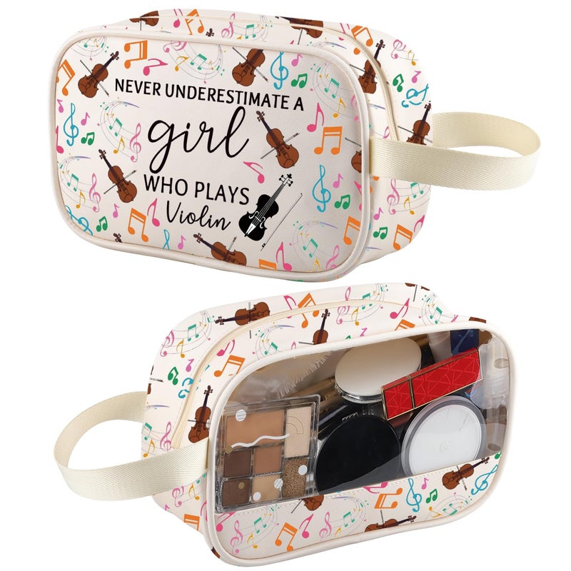 XYANFA Violin Makeup Bag Violinist Gifts Violin Player Gift Music Teacher Gift Musician Cosmetic Bag A Girl Who Plays Violin PLAYS Violin tm - Image 2