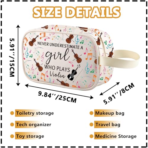 XYANFA Violin Makeup Bag Violinist Gifts Violin Player Gift Music Teacher Gift Musician Cosmetic Bag A Girl Who Plays Violin PLAYS Violin tm - Image 3