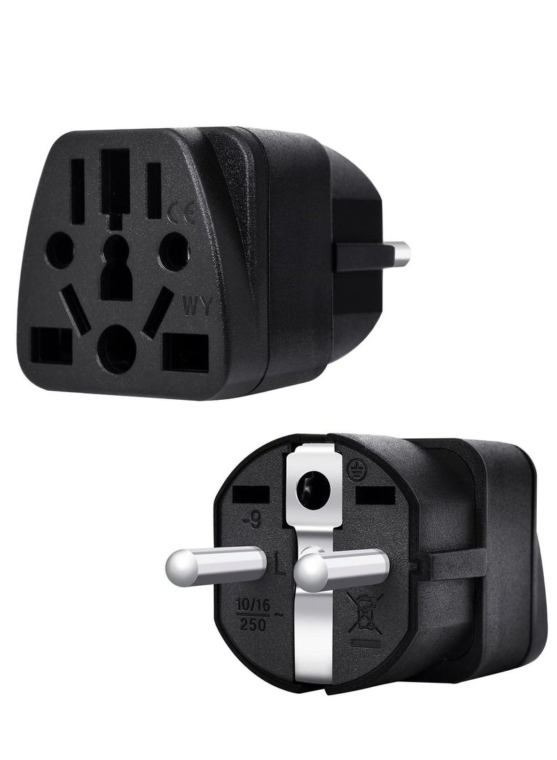 Rock Pow World to EU Adapter 1-Pack - Infino Multi-Country Converter for US/UK/AU/CN/JP - EU Type E/F - Safe Charging, Devices - Sleek BlackBLACK-1PACK-EU - Image 1