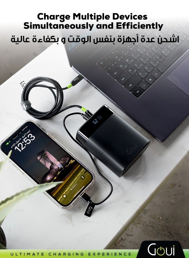 جوي باور بانك بريميوم بسعة 30,000 ملي أمبير - شحن فائق السرعة بقوة 140 واط مع منافذ USB-C و USB-A لشحن أجهزة متعددة، شاحن محمول لشحن عدة أجهزة بنفس الوقت، شحن سريع لأجهزة آيفون و سامسونج و جالكسي و ايباد برو و ايربودز و هواوي والأجهزة اللوحية وأجهزة GPS ومشغلات MP3/MP4 وغيرها، تصميم محمول وصغير الحجم 30000 mAh - Image 2