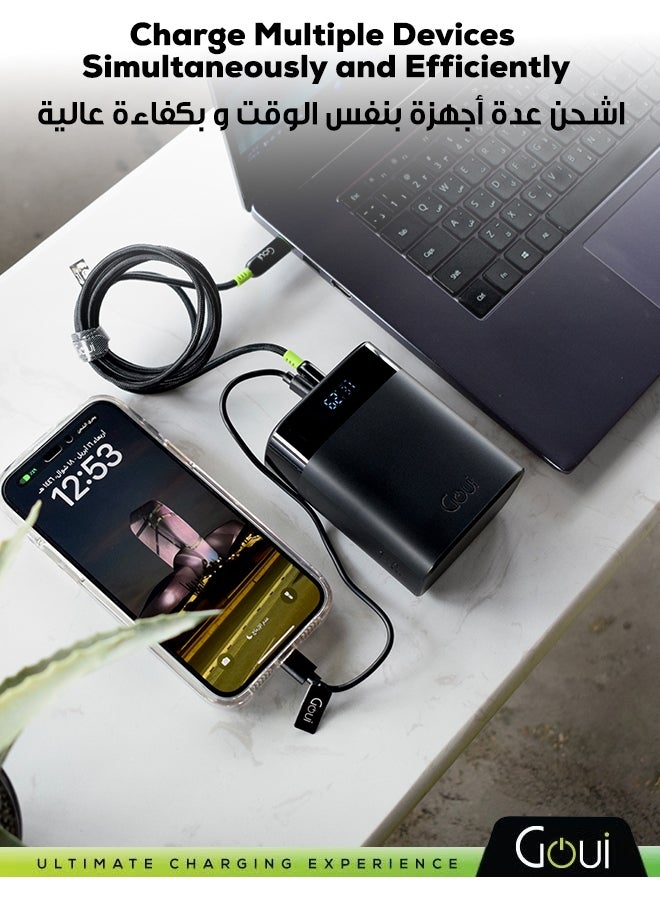 جوي باور بانك بريميوم بسعة 30,000 ملي أمبير - شحن فائق السرعة بقوة 140 واط مع منافذ USB-C و USB-A لشحن أجهزة متعددة، شاحن محمول لشحن عدة أجهزة بنفس الوقت، شحن سريع لأجهزة آيفون و سامسونج و جالكسي و ايباد برو و ايربودز و هواوي والأجهزة اللوحية وأجهزة GPS ومشغلات MP3/MP4 وغيرها، تصميم محمول وصغير الحجم 30000 mAh - Image 2