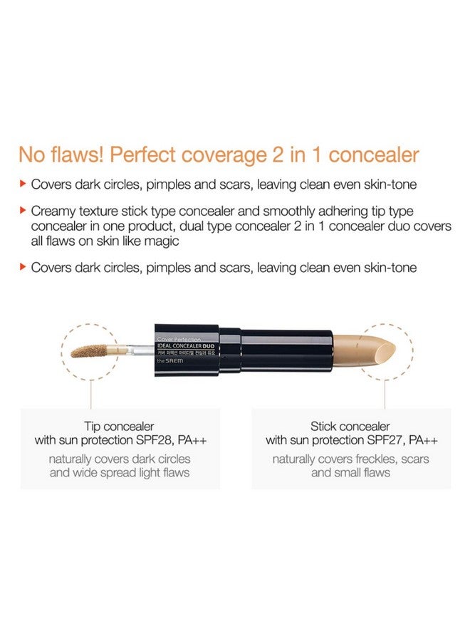 THESAEM Cover Perfection Ideal Concealer Duo ( 2 Rich Beige) ; Dual Type Full Coverage Concealer High Adherence High Pigmented No Clumping In Wrinkles Crease Proof Concealer - Image 4