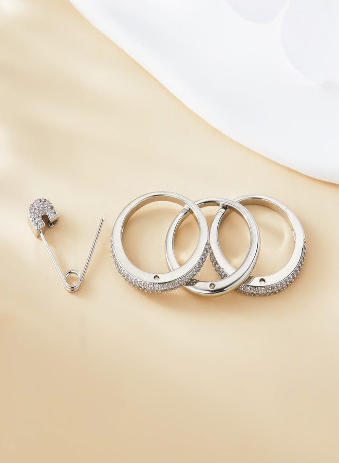 Jacruces Silver Stackable Rings for Women Non Tarnish Ring Set Dainty 14k Gold Plated Cz Cubic Zirconia Wedding Thumb Ring Set Stacking Pack Statement Chunky Band Rings Unique Jewelry Gift, 8, Metal - Image 4