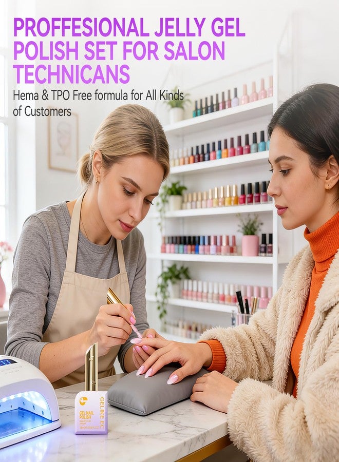 gelike ec Professional Jelly Gel Polish: 12 Nail Colors Set for Salon Technicians with 16ml Big Bottle & Color chart - HEMA & TPO Free Safe Formula Easy to use On Natural or Acrylic Nails - Image 2