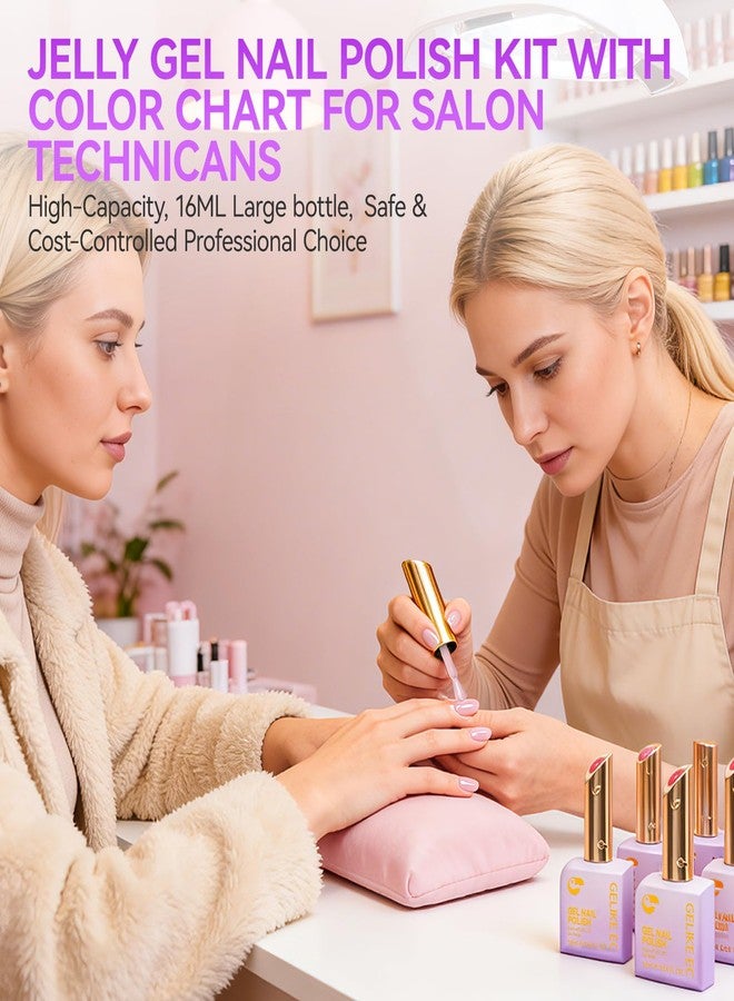 gelike ec Professional Jelly Gel Polish: 12 Nail Colors Set for Salon Technicians with 16ml Big Bottle & Color chart - HEMA & TPO Free Safe Formula Easy to use On Natural or Acrylic Nails - Image 5