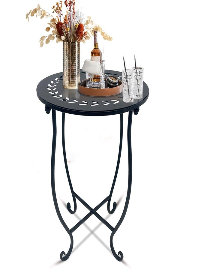 Aonagi Round Side Table,1 Pack 14" Round Patio Side Table, Weather Resistant Metal Outdoor End Table Side Table for Patio Balcony Yard Porch Garden Bedside, Plant Stand for Indoor Outdoor Use - Image 1