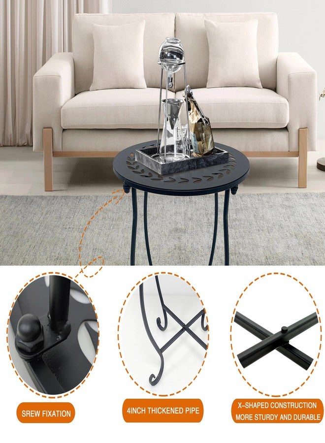 Aonagi Round Side Table,1 Pack 14" Round Patio Side Table, Weather Resistant Metal Outdoor End Table Side Table for Patio Balcony Yard Porch Garden Bedside, Plant Stand for Indoor Outdoor Use - Image 2