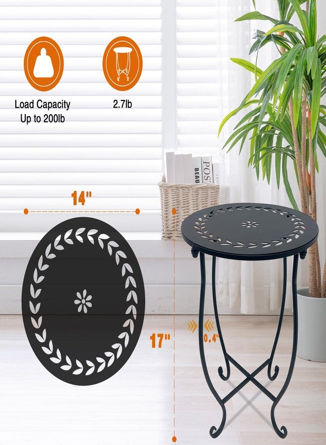 Aonagi Round Side Table,1 Pack 14" Round Patio Side Table, Weather Resistant Metal Outdoor End Table Side Table for Patio Balcony Yard Porch Garden Bedside, Plant Stand for Indoor Outdoor Use - Image 3