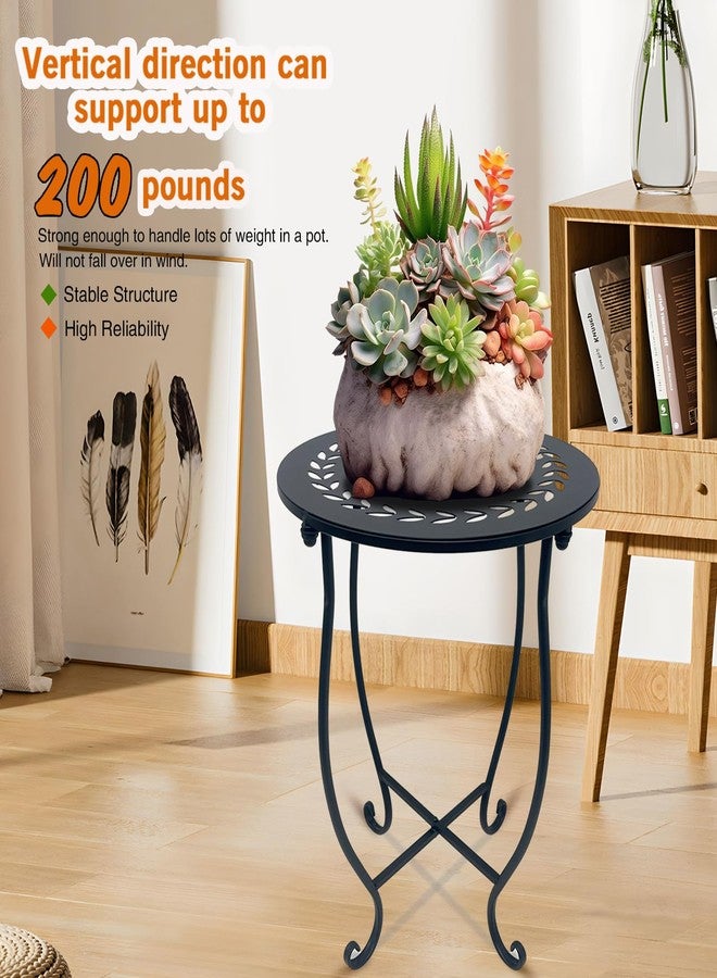 Aonagi Round Side Table,1 Pack 14" Round Patio Side Table, Weather Resistant Metal Outdoor End Table Side Table for Patio Balcony Yard Porch Garden Bedside, Plant Stand for Indoor Outdoor Use - Image 4