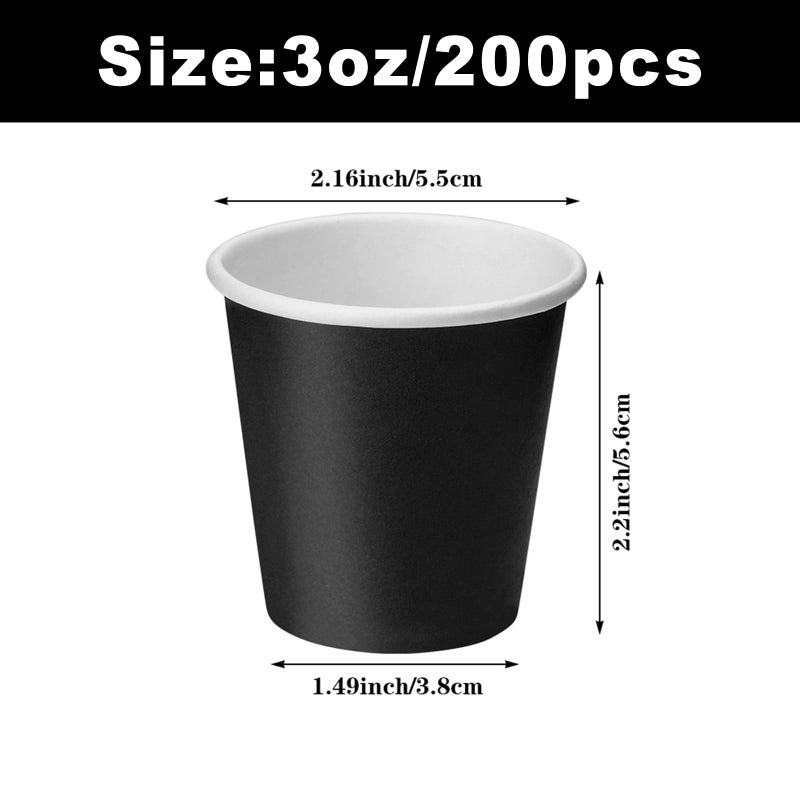 Huaiid 200 Count 3 oz Small Paper Cups  Black Disposable Mini Bathroom Cups  Disposable Mouthwash Cups  Small Disposable Paper Cups  Espresso Cups  Paper Cups for Party Travel Picnic BBQ - Image 1