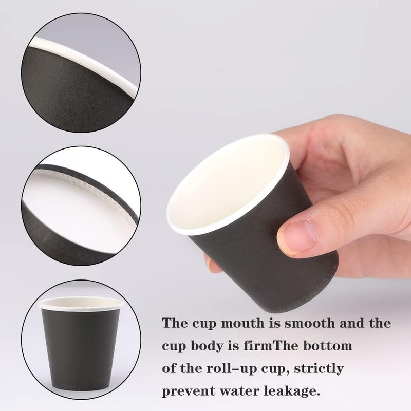 Huaiid 200 Count 3 oz Small Paper Cups  Black Disposable Mini Bathroom Cups  Disposable Mouthwash Cups  Small Disposable Paper Cups  Espresso Cups  Paper Cups for Party Travel Picnic BBQ - Image 2