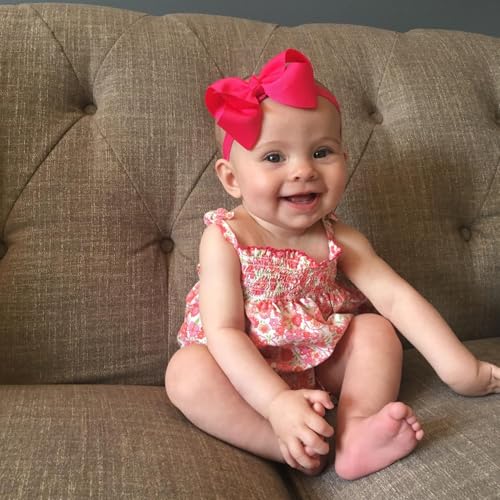 WillingTee Baby Girls 4.5 Inch Grosgrain Ribbon Boutique Hair Bows Headband, 30 Colors - Fantastic Hair Accessories for Baby Girls, Infants, Toddlers, Kids, Children & Teens - Image 4