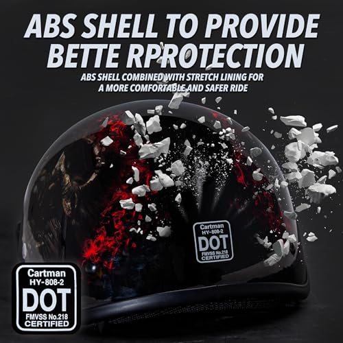 Cartman Cruiser Scooter Motorcycle Half Face Helmet Red Skull USA Graphics DOT Approved for Bike Scooter ATV UTV Chopper Medium - Image 3