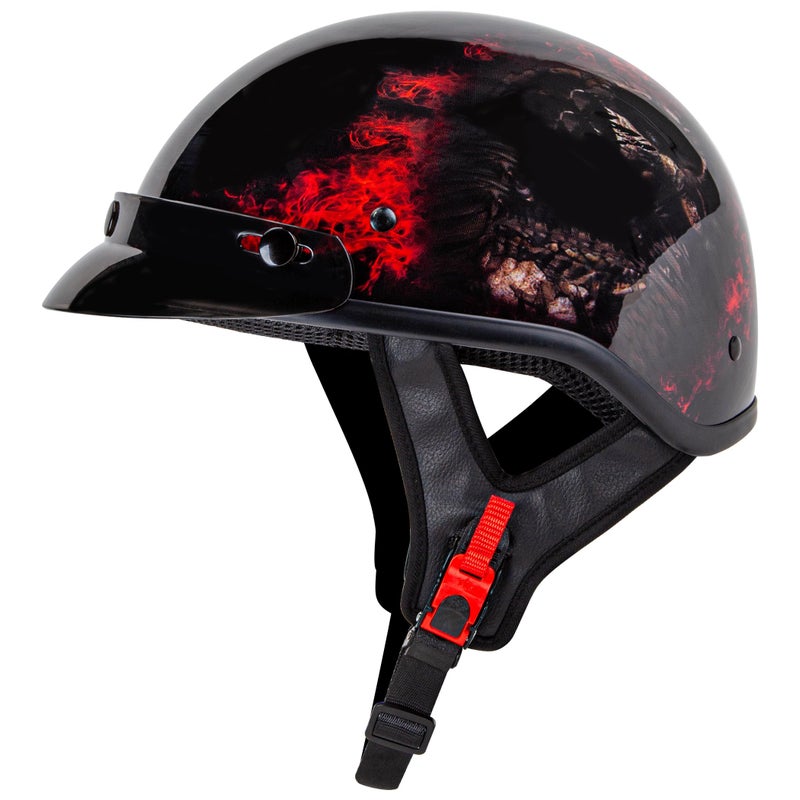 Cartman Cruiser Scooter Motorcycle Half Face Helmet Red Skull USA Graphics DOT Approved for Bike Scooter ATV UTV Chopper Medium - Image 2