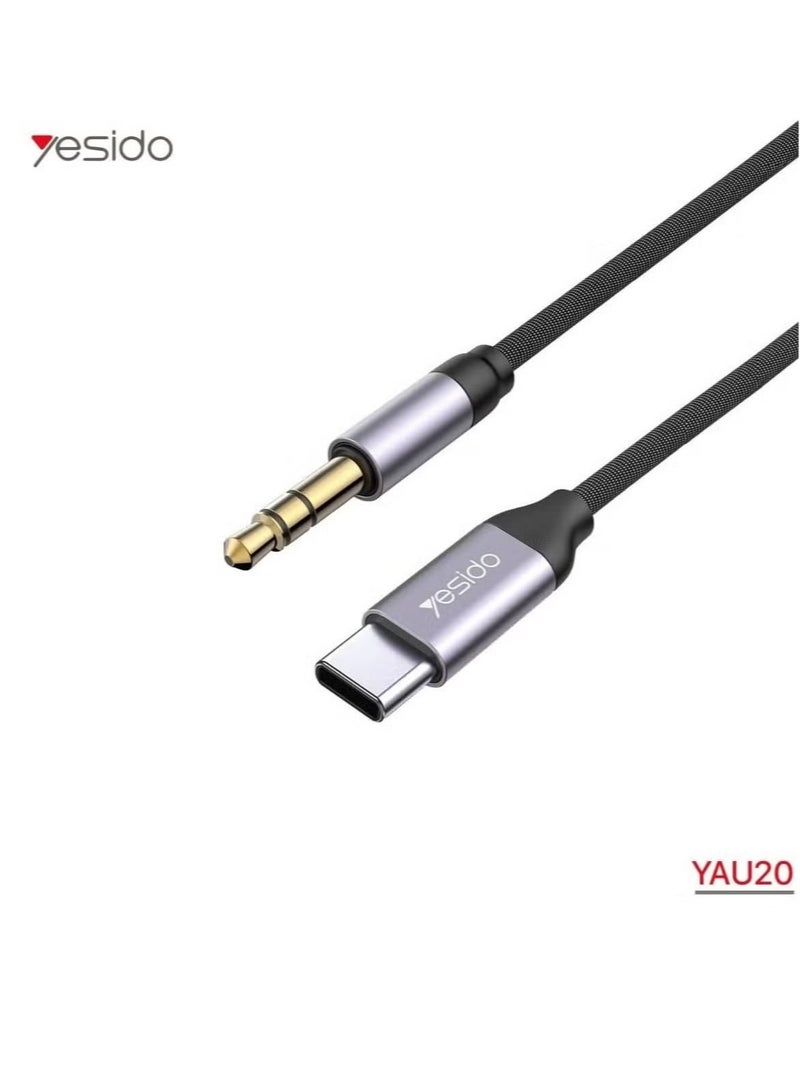 Yesido YAU20 USB-C to 3.5mm Audio Cable, High-Fidelity Sound Adapter for Headphones, Speakers, and Car Audio, Noise-Free, Durable, and Universally Compatible in Black - Image 2
