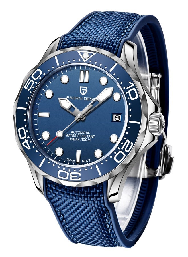 PAGANI DESIGN Automatic Diving Watches for Men Japan Movement,  Rubber Watch Band, Rotating Ceramic Bezel, Sapphire Domed Mirror, Waterproof Mechancial Self Winding Wrist Watch - Image 1