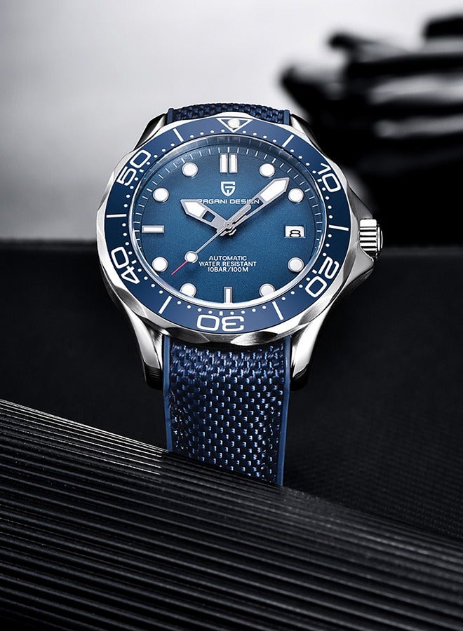 PAGANI DESIGN Automatic Diving Watches for Men Japan Movement,  Rubber Watch Band, Rotating Ceramic Bezel, Sapphire Domed Mirror, Waterproof Mechancial Self Winding Wrist Watch - Image 4