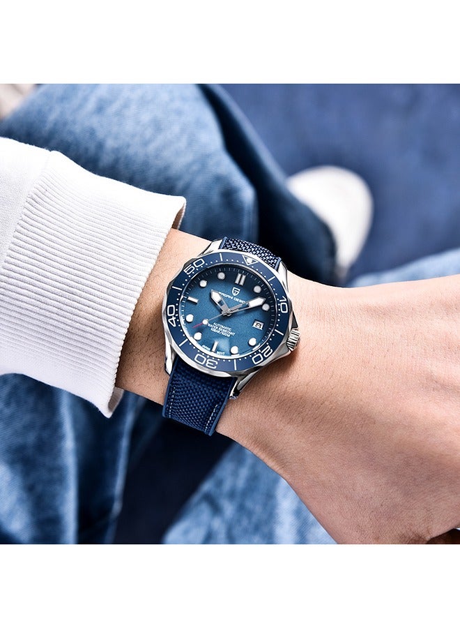 PAGANI DESIGN Automatic Diving Watches for Men Japan Movement,  Rubber Watch Band, Rotating Ceramic Bezel, Sapphire Domed Mirror, Waterproof Mechancial Self Winding Wrist Watch - Image 5