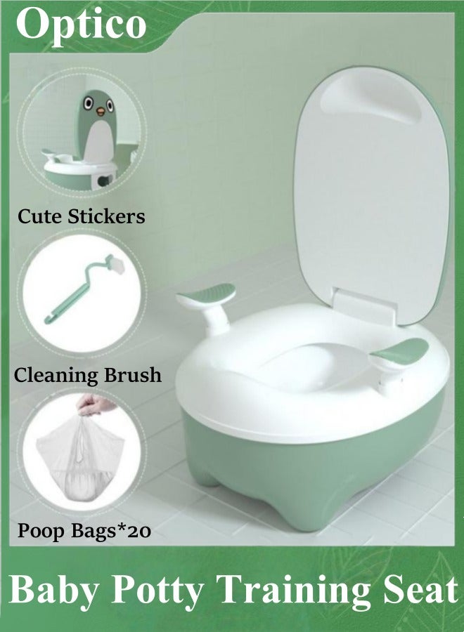 Optico Baby Potty Training Seat Potty Toilet Trainer with Handles, Toddler Kids Potty Chair with High Back Support, Portable Toilet Seat Kid Boys Girls for Indoor and Outdoor (Green) - Image 1