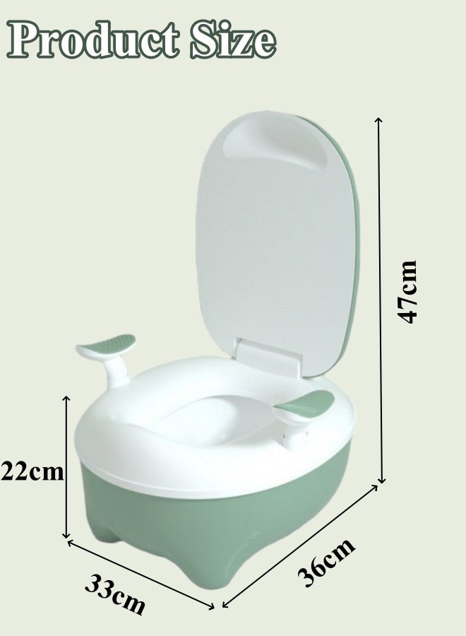 Optico Baby Potty Training Seat Potty Toilet Trainer with Handles, Toddler Kids Potty Chair with High Back Support, Portable Toilet Seat Kid Boys Girls for Indoor and Outdoor (Green) - Image 2