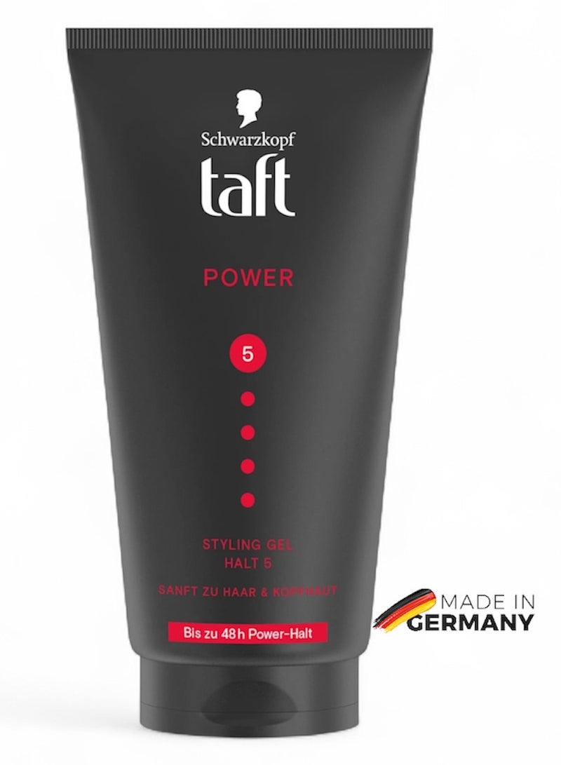 Schwarzkopf German Brand, Hair gel, Schwarzkopf TAFT Power Gel - Strong Hold Hair Styling Gel (Up to 48 Hours), Water-Resistant, Extreme Endurance for an Energetic Hairstyle,150 Ml. - Image 1
