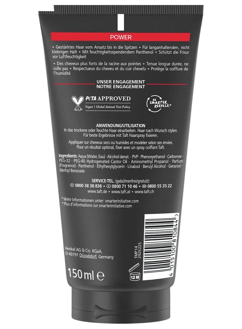 Schwarzkopf German Brand, Hair gel, Schwarzkopf TAFT Power Gel - Strong Hold Hair Styling Gel (Up to 48 Hours), Water-Resistant, Extreme Endurance for an Energetic Hairstyle,150 Ml. - Image 2