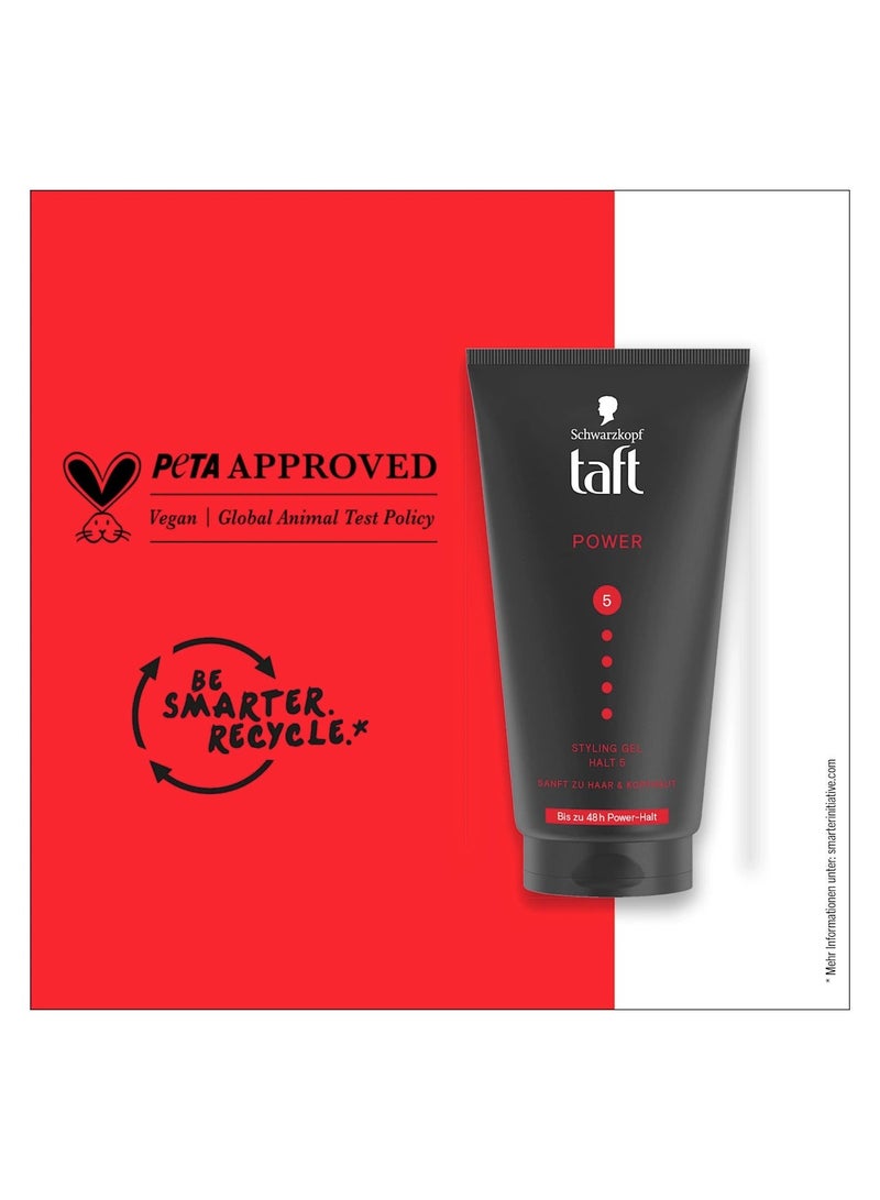 Schwarzkopf German Brand, Hair gel, Schwarzkopf TAFT Power Gel - Strong Hold Hair Styling Gel (Up to 48 Hours), Water-Resistant, Extreme Endurance for an Energetic Hairstyle,150 Ml. - Image 4