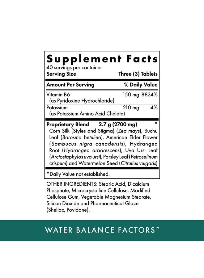 MICHAEL'S Health Naturopathic Programs Water Balance Factors - 120 Vegetarian Tablets - Helps Balance Fluid Levels - with Potassium & Vitamin B6 - Gluten Free, Kosher - 40 Servings - Image 2