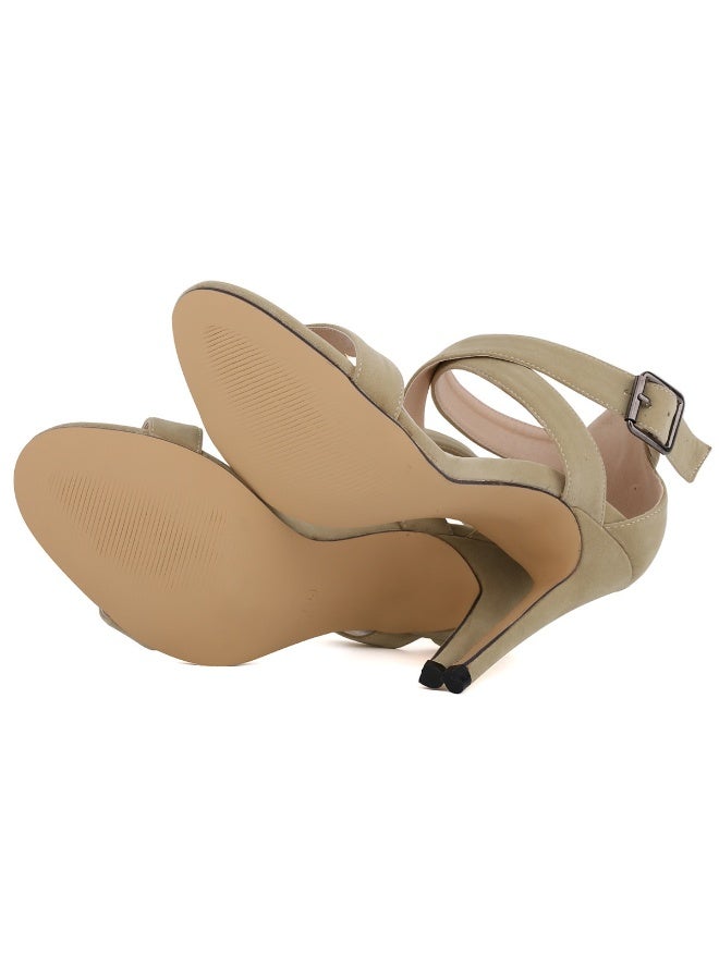 Loquat Flannel Single Strap Stiletto Heels 8 cm Nude - Image 1
