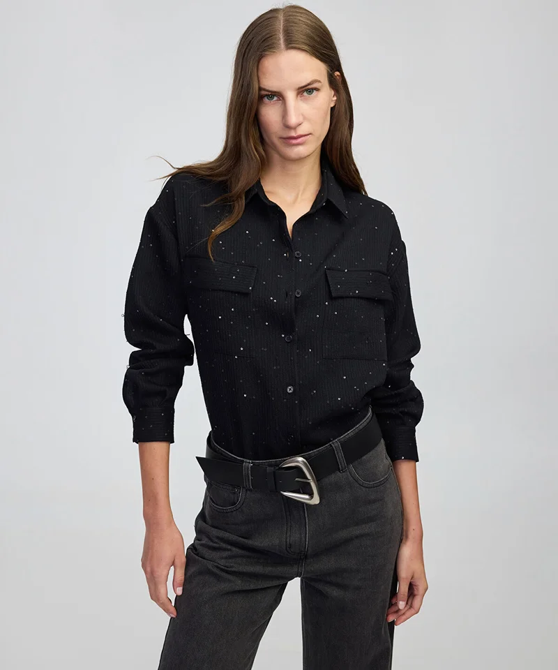 Ipekyol Sequin Embellished Striped Shirt