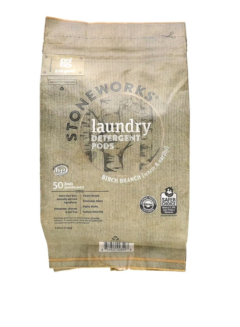 Grab Green Laundry Detergent Pods Birch Branch 50 Loads 1.65 lbs 750 g