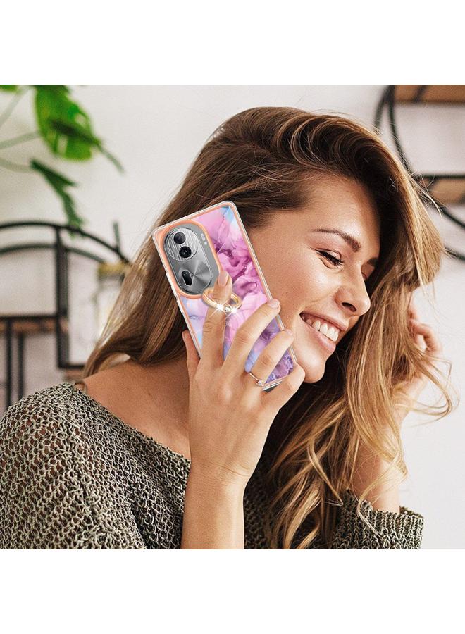 erorex Case For OPPO Reno11 Pro 5G Global Electroplating Marble Dual-side IMD Phone Case with Ring - Image 5