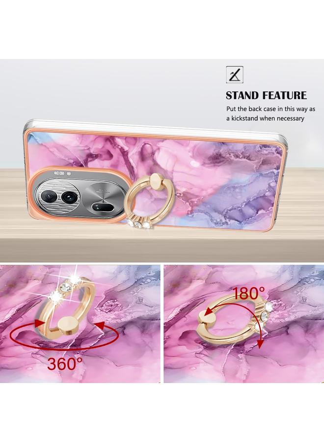 erorex Case For OPPO Reno11 Pro 5G Global Electroplating Marble Dual-side IMD Phone Case with Ring - Image 3