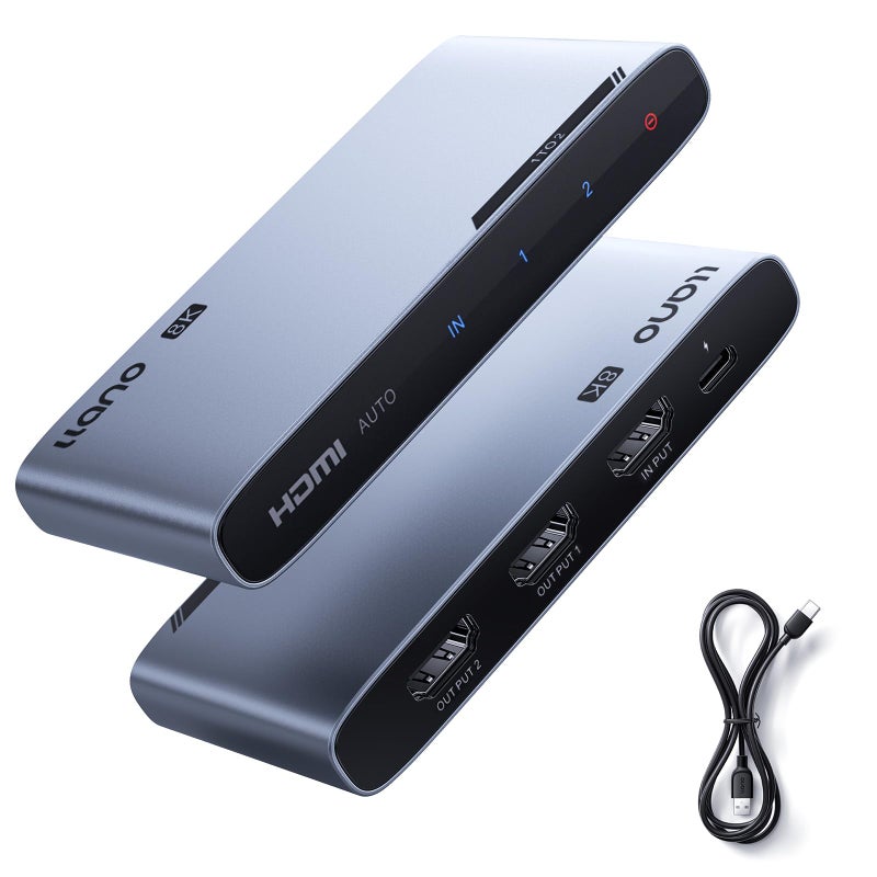 llano موزع HDMI 2.1 من لانو 1 في 2 خارج، 8K@60Hz 4K@120Hz/240Hz، وضع SST ومرآة فقط (بدون تمديد)، HDCP 2.3، HDR10، رؤية دولبي، لجهاز PS5، Xbox، Apple TV، لابتوب، هيكل من الألمنيوم - Image 1