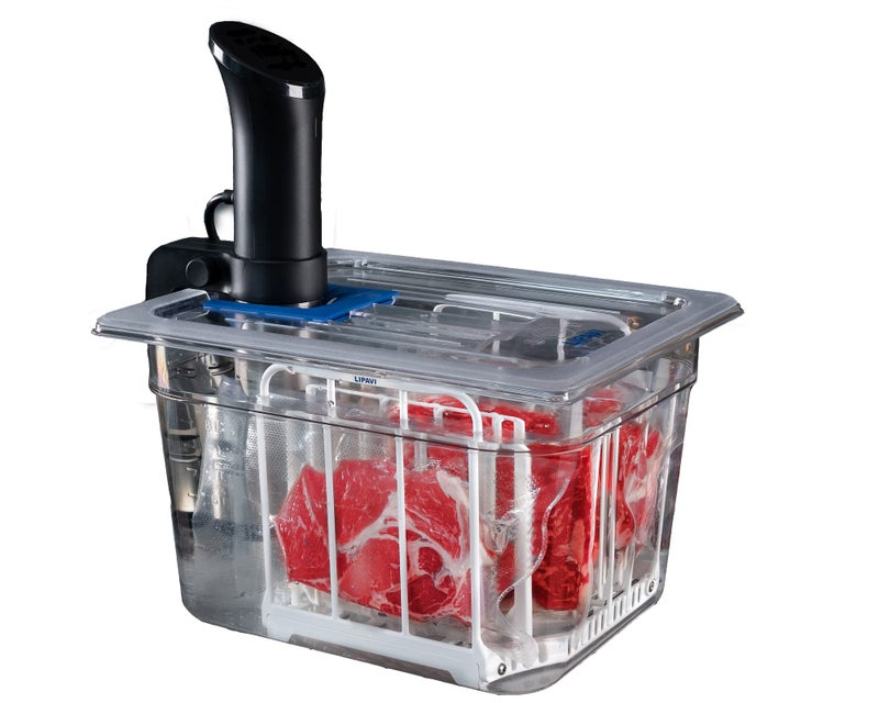 LIPAVI LIPAVI Sous Vide System Model NXC10UNIR  with C10 Container N10X Rack and an Universal lid  fits virtually any sous vide machine up to 2755 inches 70mm in diameter 