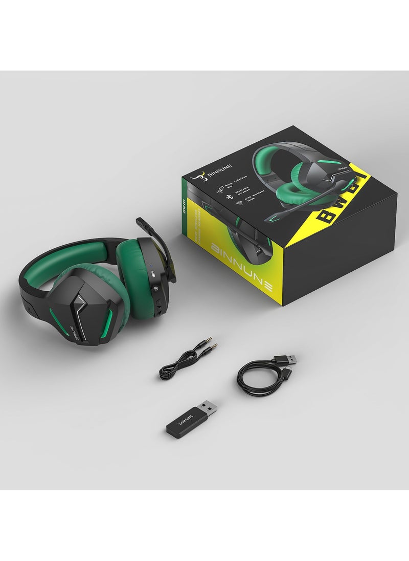 BINNUNE - BINNUNE BW01 Bluetooth 2.4GHz Wireless Gaming Headset with Microphone for PC PS5 PS4 Laptop Computer - Image 1