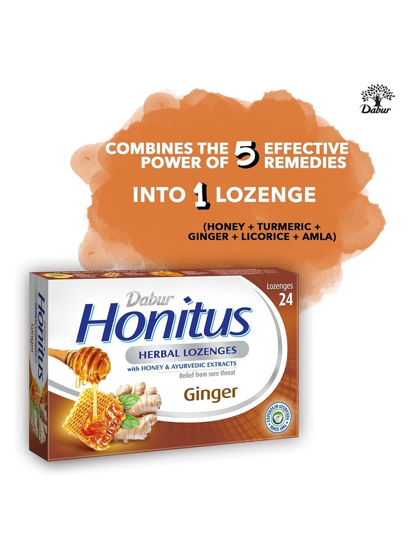Dabur Honitus Herbal Ginger Flavor Lozenges 24s Effective Relief From Cough, Strep Infection And Sore Throat Pain - Image 5