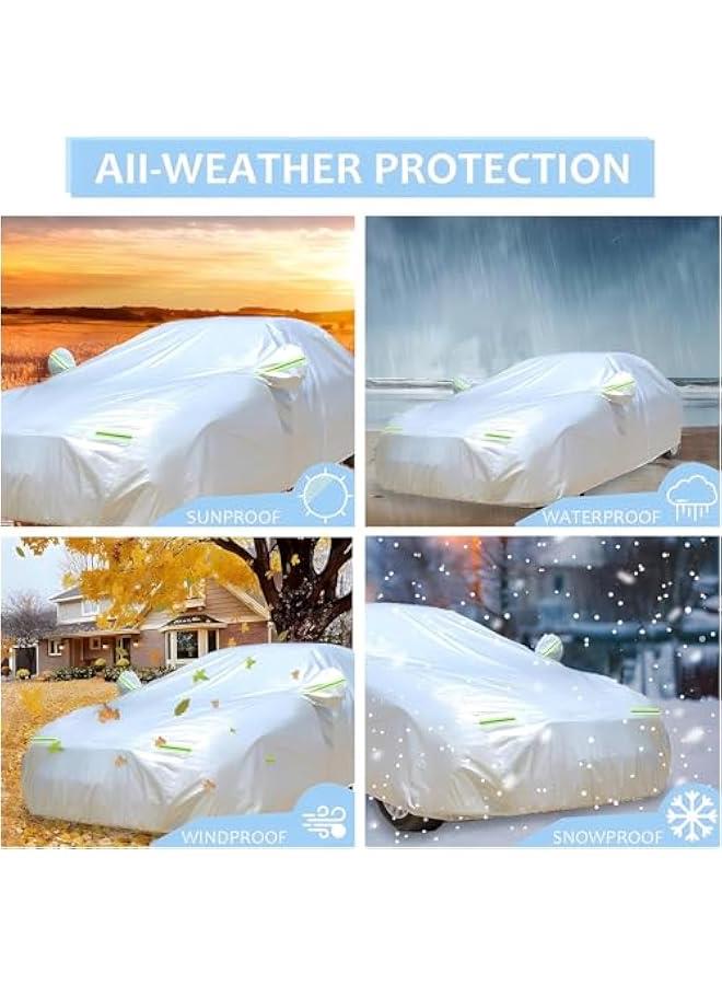 HOOKOR Car Cover All Weather Full Cover for Car Waterproof & Windproof & UV Protection Scratch Resistant Outdoor Cover with Reflective Strips Universal Gray Car Cover for SUV (Silver,XL) - Image 4