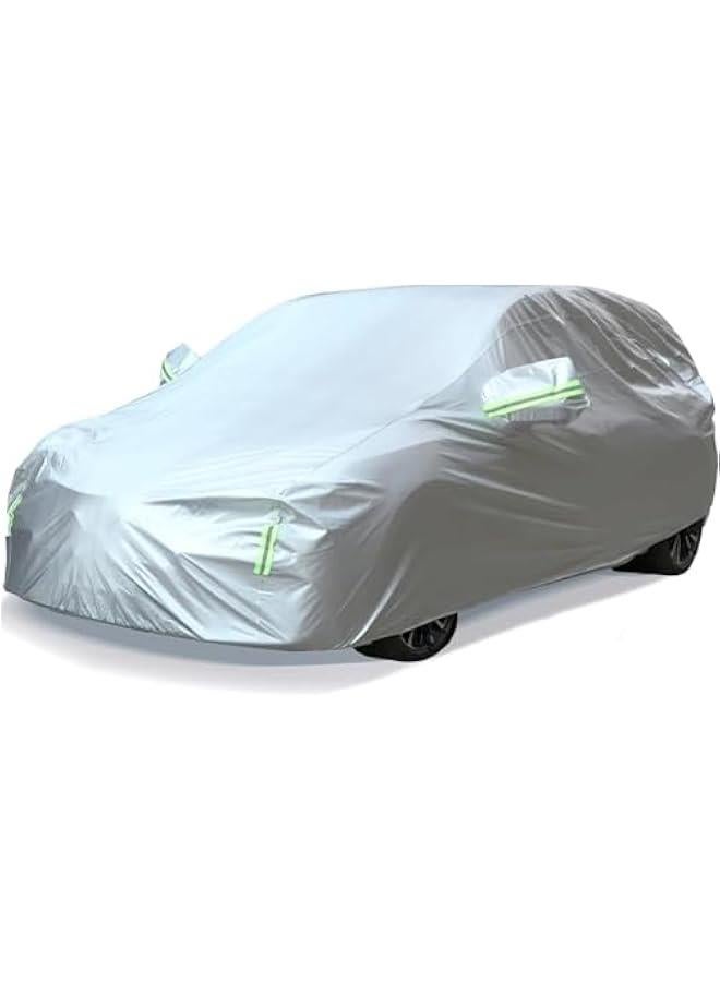 HOOKOR Car Cover All Weather Full Cover for Car Waterproof & Windproof & UV Protection Scratch Resistant Outdoor Cover with Reflective Strips Universal Gray Car Cover for SUV (Silver,XL) - Image 1