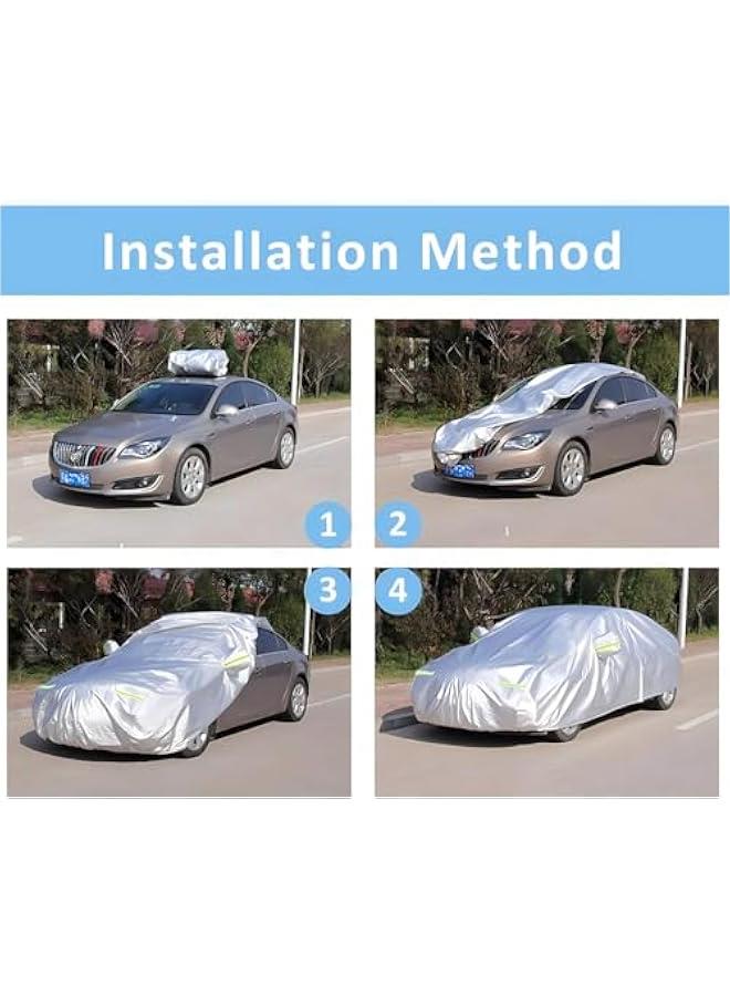 HOOKOR Car Cover All Weather Full Cover for Car Waterproof & Windproof & UV Protection Scratch Resistant Outdoor Cover with Reflective Strips Universal Gray Car Cover for SUV (Silver,XL) - Image 5