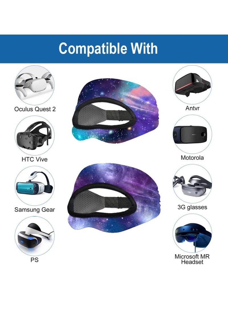 Barakah VR Eye Mask Cover VR Mask Sweat Band ,Replace Silicone Face Cover Pad Adjustable Breathable VR Sweat Band for Oculus/Mate Quest 2/Oculus Rifts 2/HTC Vive Pro 2/Oculus Go Quest  (Starry Sky 2pcs) - Image 3