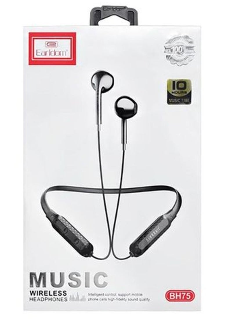 NEW ET-BH75 Neckband Bluetooth Earphone - Comfortable Fit, High-Quality Sound (Black)  - Image 2