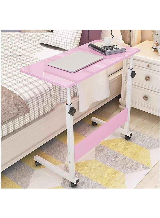 JCB CHIC Adjustable Height Mobile Computer Desk for Small Space Rolling Writing with wheels and Storage Shelves Home Office Study Portable Bedrooms Work Gaming Table(80*60cm) - Image 1