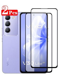 2 PCS Tempered Glass Screen Protector for Vivo V30 Lite with Full Coverage, Comfortable Touch Feeling, Easy Clean Install, HD Anti-scratch Anti-drop Anti-fingerprint Phone Display Cover Accessory