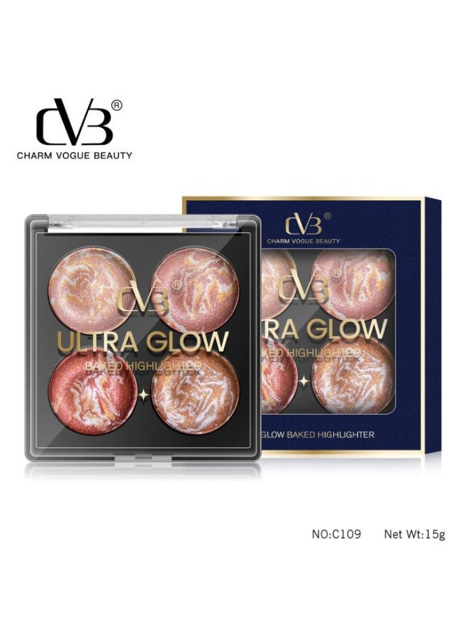 CVB C109 Ultra Glow Baked Highlighter | Radiant Shimmer Finish for Face & Body | Long-Lasting Luminous Glow - Image 2