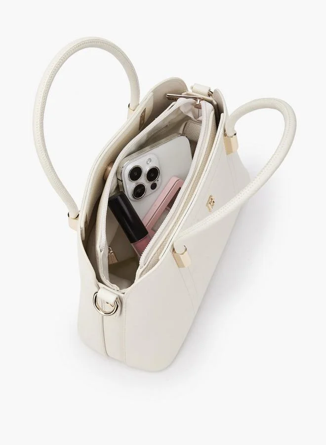 Flora Bella By Shoexpress CREAM Flora Bella Logo Accent Tote Bag with Detachable Strap for Women | Best Price UAE