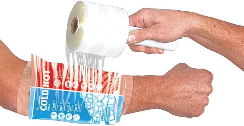Mueller EZ-Wrap Plastic Film with Handle - 4 in x 1000 ft Roll for Secure Ice Pack Application