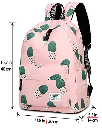 mygreen School Bookbags for Girls, Cute Cactus Backpack College Bags Women Daypack Travel Bag (Pink) - Image 3